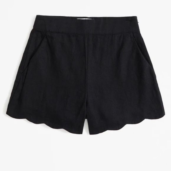 Abercrombie Linen Scallop High Waisted Shorts - Picture 1 of 4